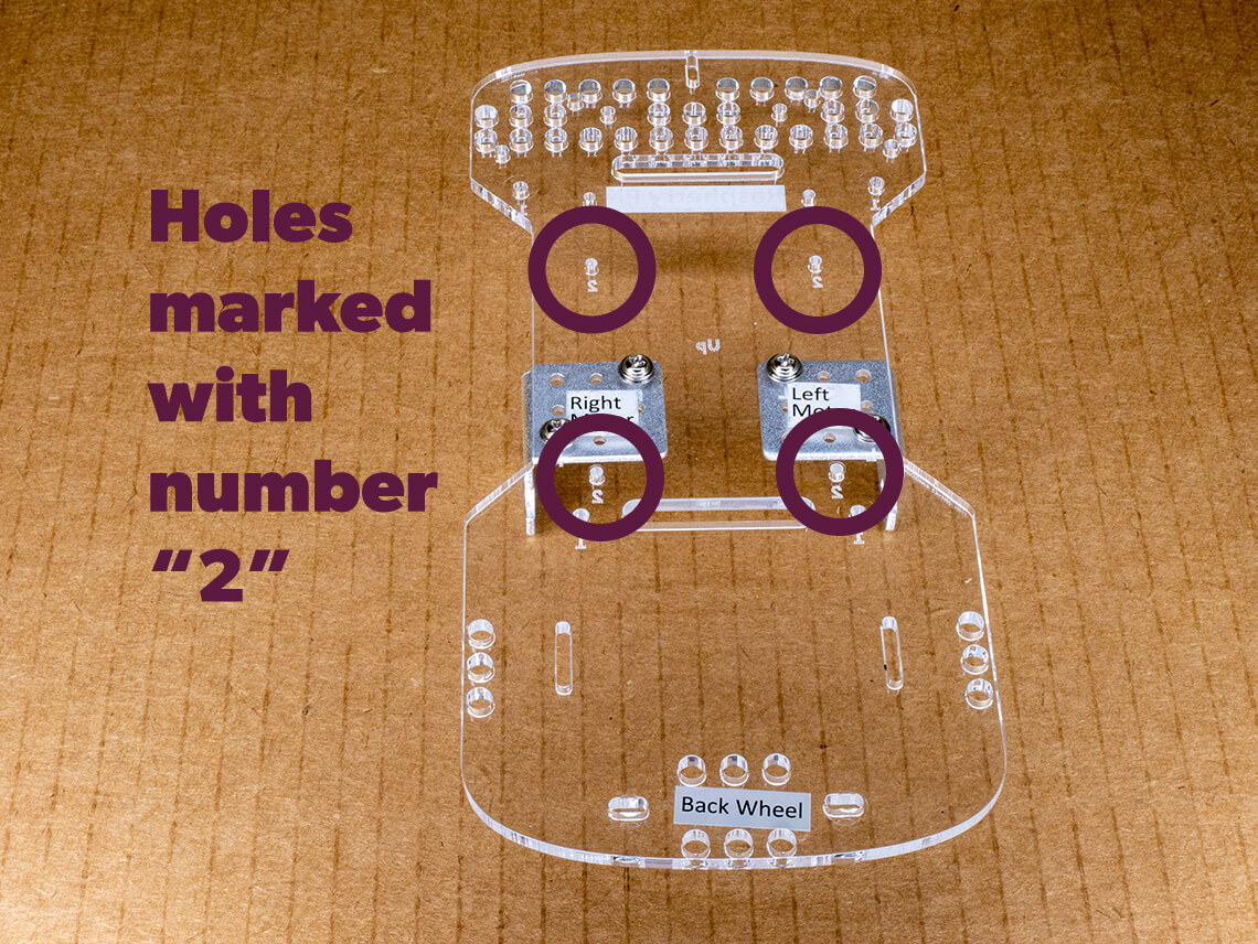 Start by locating the holes marked with the number "2"