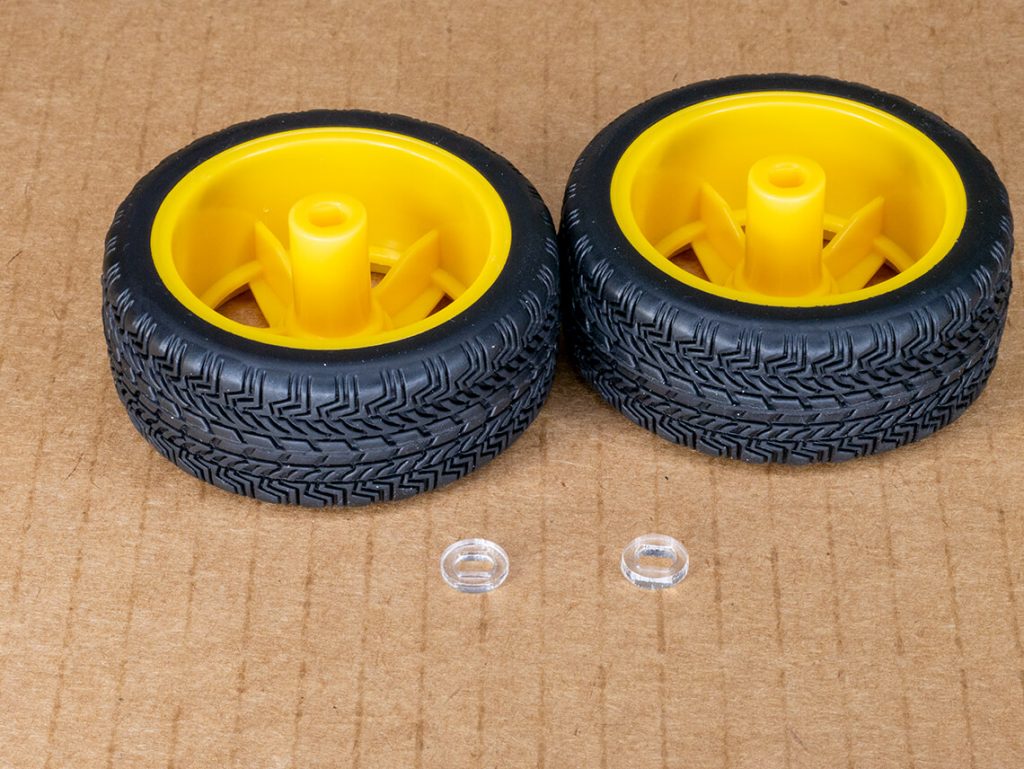 Wheels with acrylic spacers.